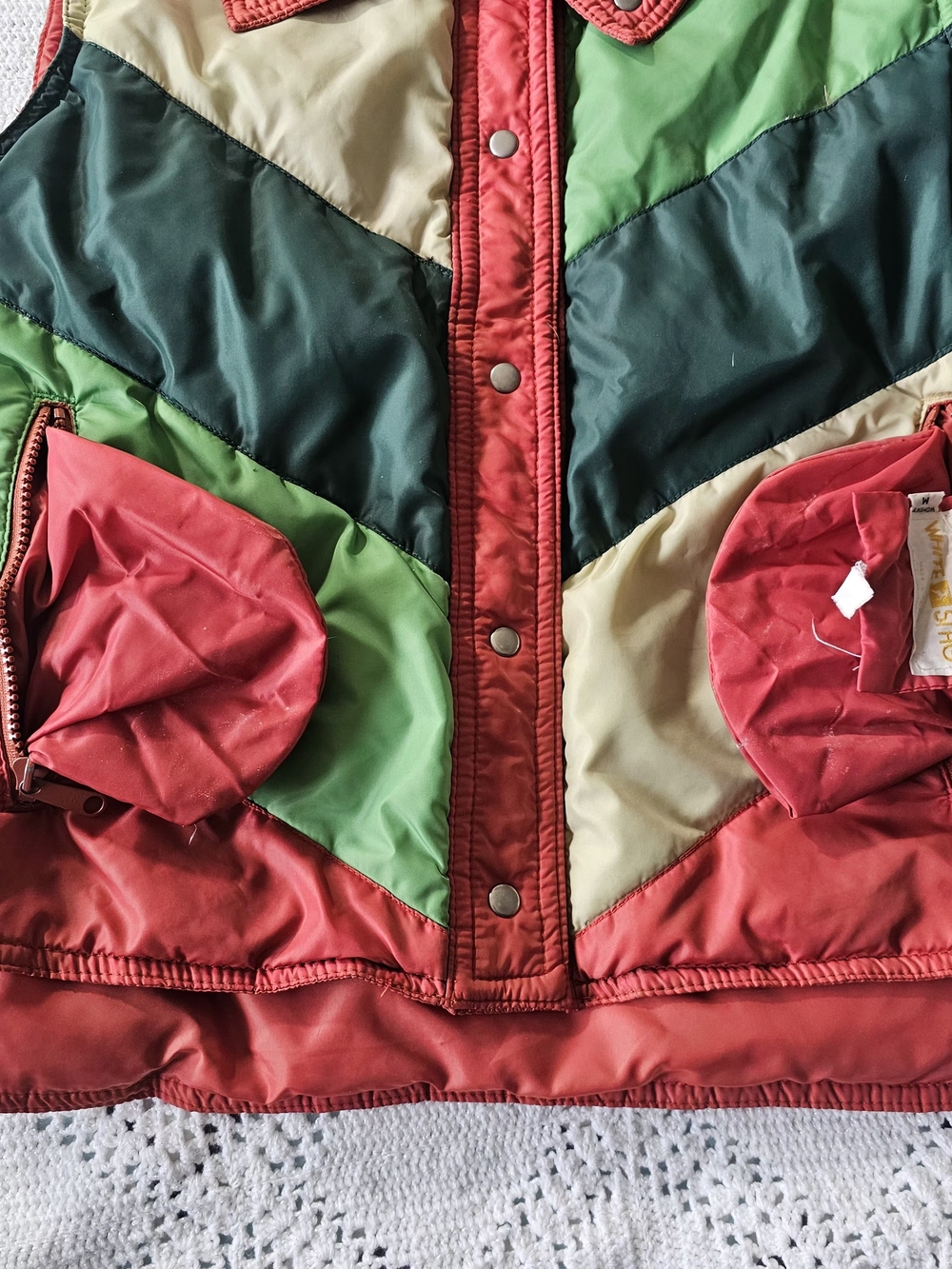 Vintage Colorblock Puffer Vest White Stag Brand - Picture 13 of 14